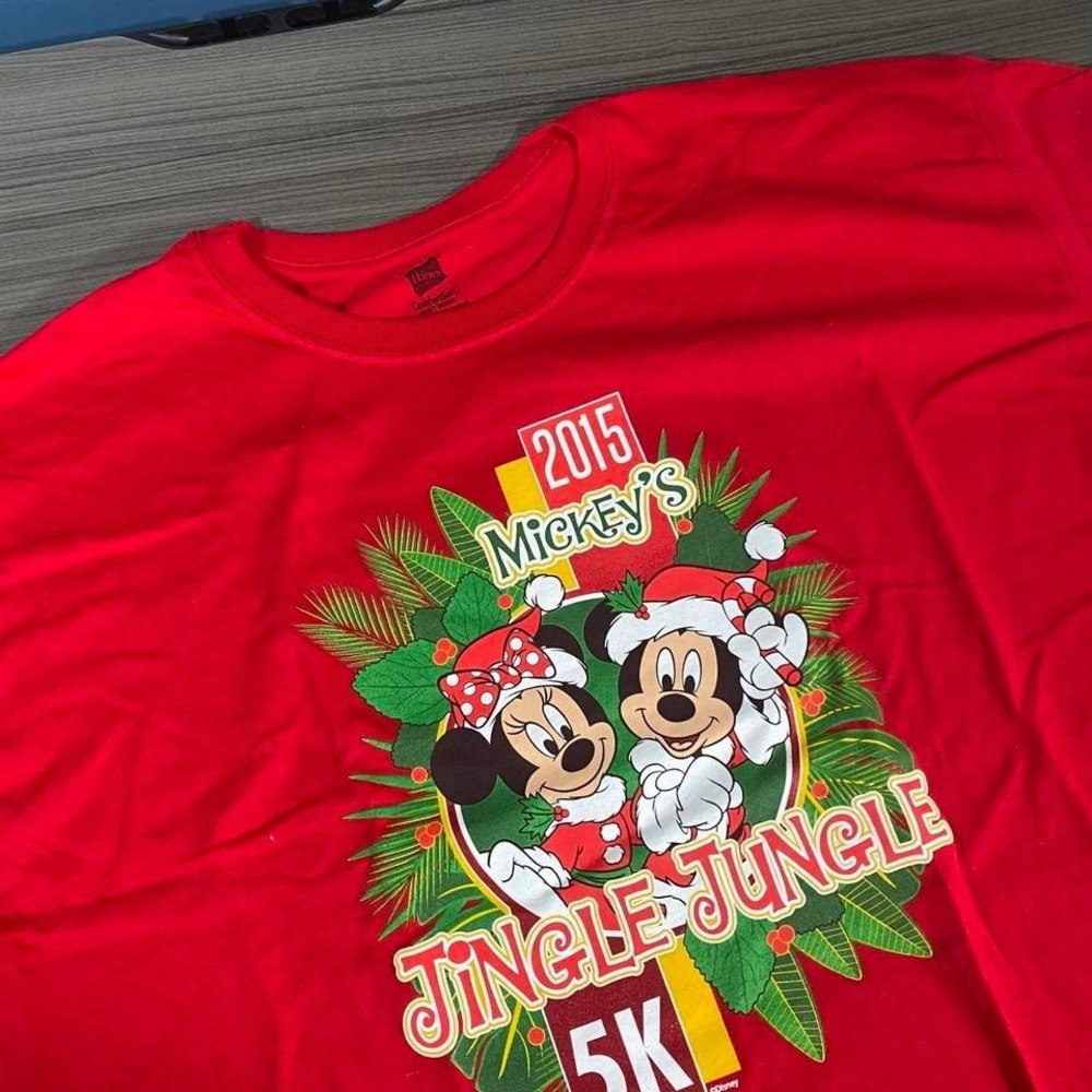 Disney Mickey's Jingle Jungle‎ 5K 2015 Run Disney Red T-Shirt 2XL Hanes